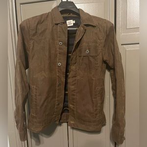 Huckberry Flint and Tinder Waxed Flannel Lined Trucker Jacket Havana S